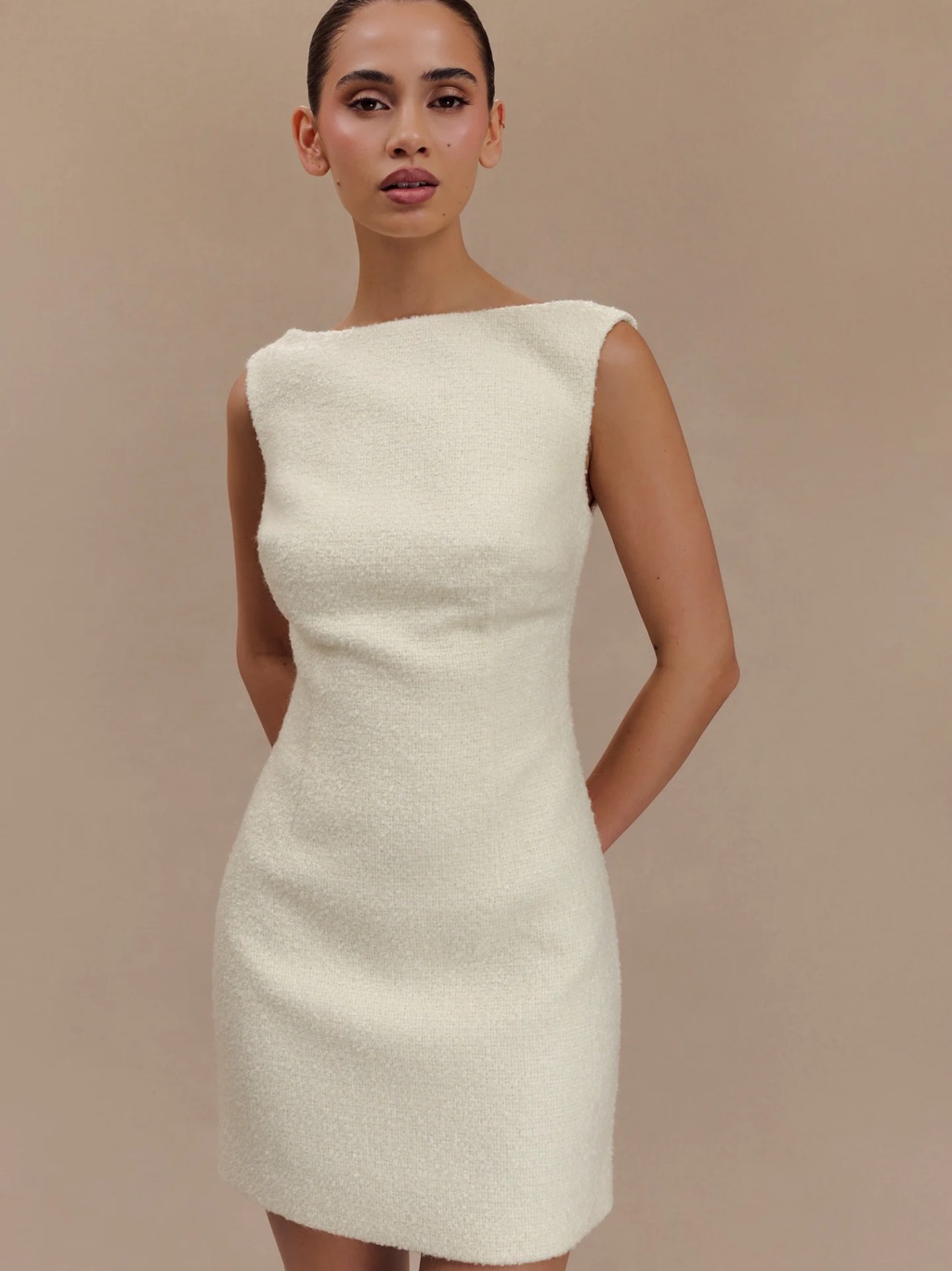 Meshki Angela Textured Dress In Ivory